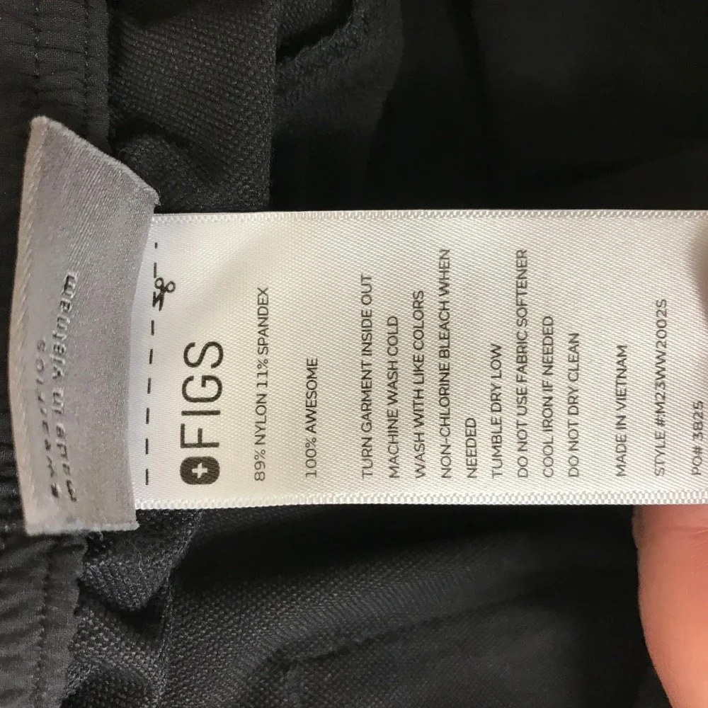 FIGS PRO Men Black Scrub Pants Elastic Waist Straight Leg M23WW2002S Large Short